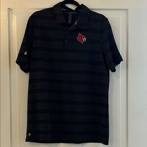 Adidas Black Striped Polo with Louisville Cardinals Logo